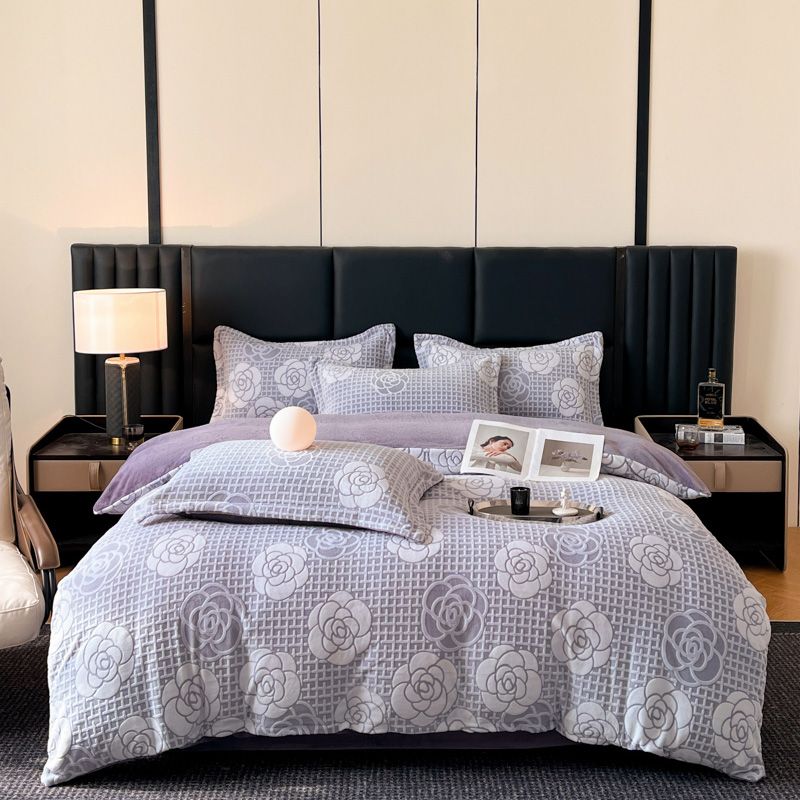 南极人 新款高克重雕花绒双面绒保暖3件套/4件套1.2米-2米床规格可选