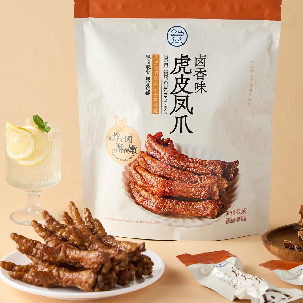 天猫 盒马 虎皮凤爪(卤香味) 428g鸡爪卤味熟食开袋即食休闲零食小吃 .