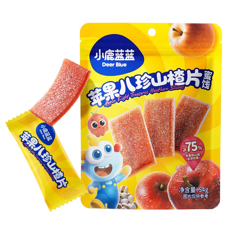 京东直供 小鹿蓝蓝【0添加蔗糖】苹果八珍山楂片果片山楂条宝宝儿童零食独立包装54g