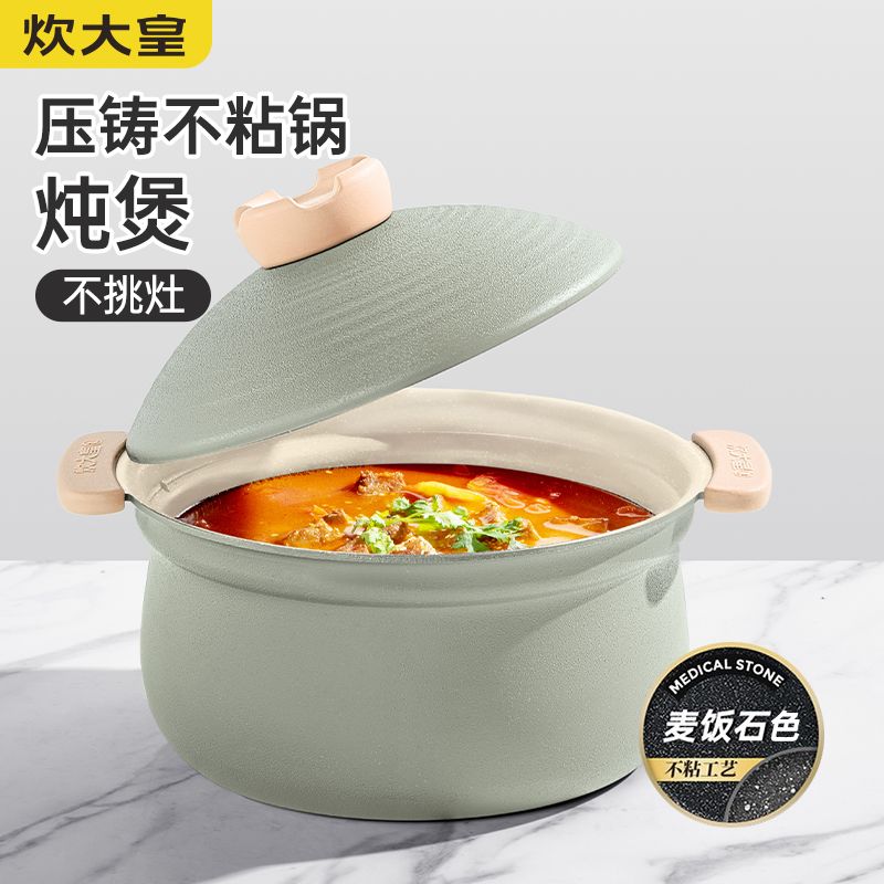 炊大皇 禾悦不粘炖煲22cm 炖锅煲汤煮面大容量不粘汤锅 电磁炉明火通用 