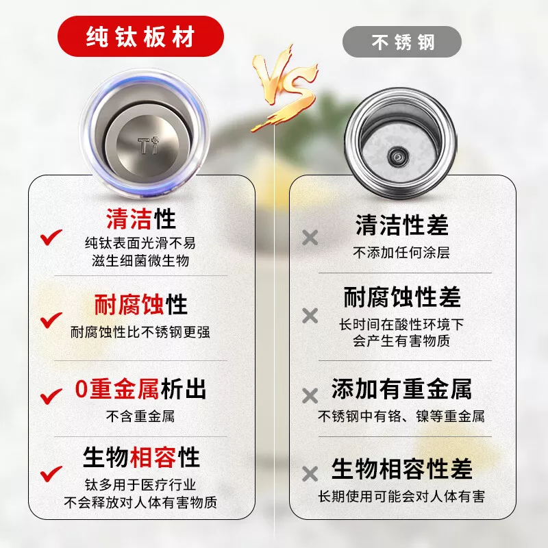康巴赫 【送杯套+杯刷+吸管刷】抗菌纯钛内胆保温杯400ML保冷保温水杯咖啡杯便携直饮吸管杯随行杯子运动杯便携水杯